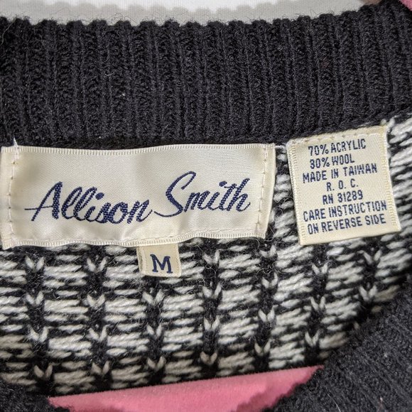 Vintage Houndstooth Allison Smith Cardigan Size M - Picture 2 of 6